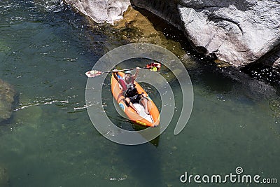 Happy kayaker in Honduras Editorial Stock Photo