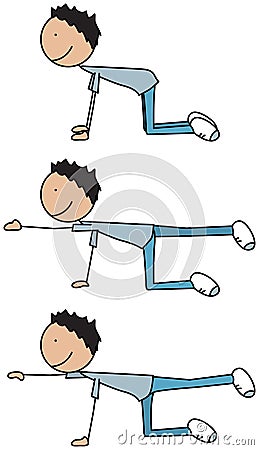 Happy kid exercises Vector Illustration