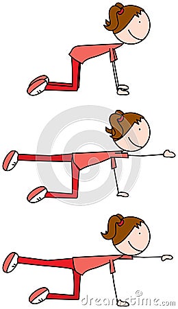 Happy kid exercises Vector Illustration