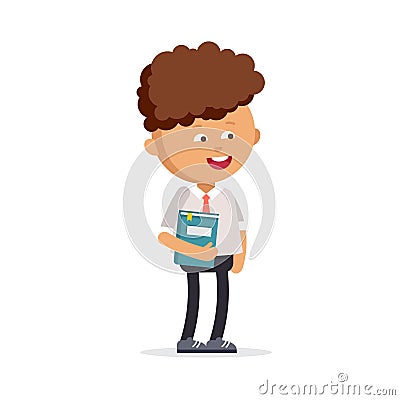 Happy kid ready come back to school. Vector Illustration