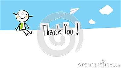 Happy kid thank you card. Vector Illustration