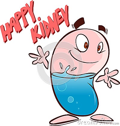 Happy kidney cartoon Vector Illustration