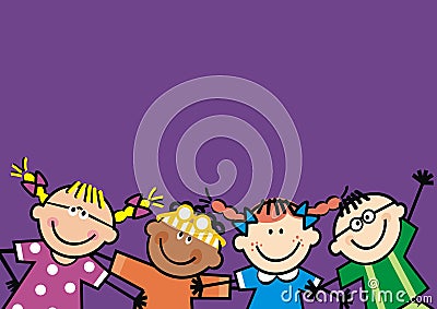 Happy kids, conceptual banner, eps. Vector Illustration