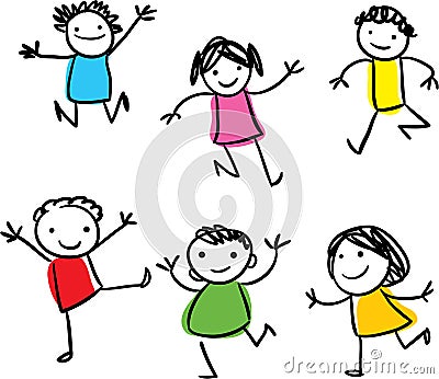 Happy kids jumping Stock Photo