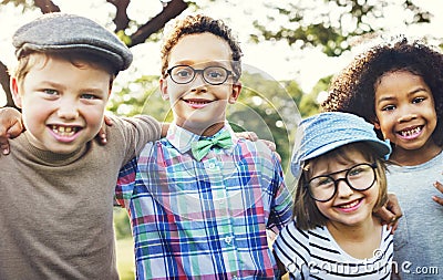 Happy kids in the park Stock Photo