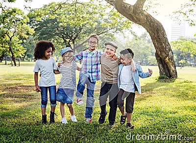 Happy kids in the park Stock Photo