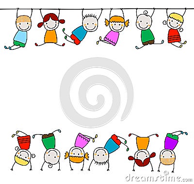 Happy kids playing Vector Illustration