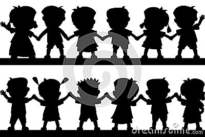 Happy Kids Silhouettes Vector Illustration