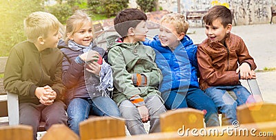 Happy kids talking Stock Photo