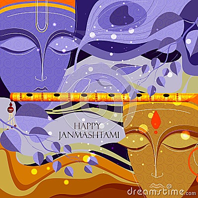 Happy Krishna Janmashtami background Vector Illustration