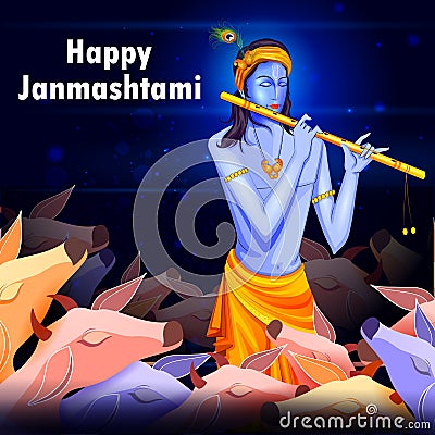 Happy Krishna Janmashtami background Vector Illustration