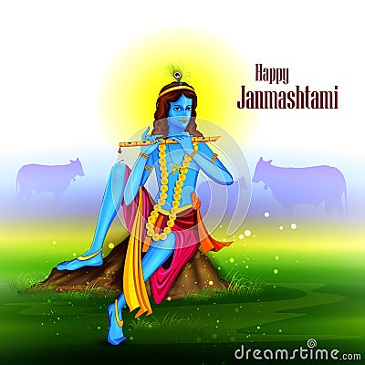 Happy Krishna Janmashtami background Vector Illustration