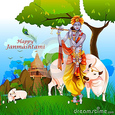 Happy Krishna Janmashtami background Vector Illustration