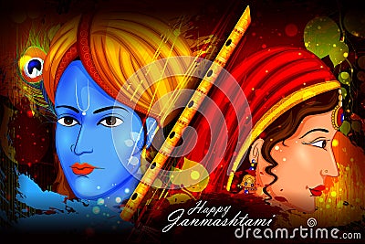 Happy Krishna Janmashtami background Vector Illustration