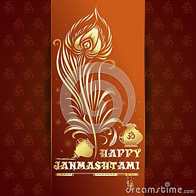 Happy Krishna Janmashtami card Vector Illustration