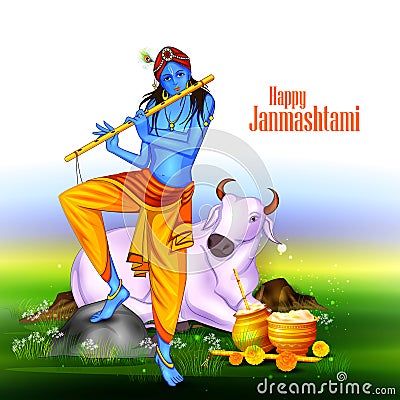 Happy Krishna Janmashtami Vector Illustration