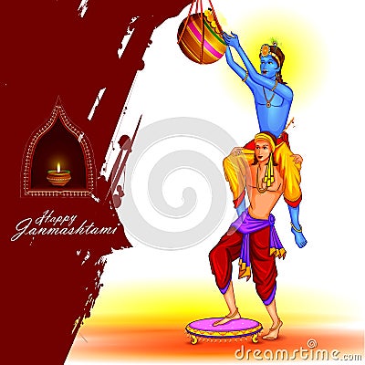 Happy Krishna Janmashtami Vector Illustration