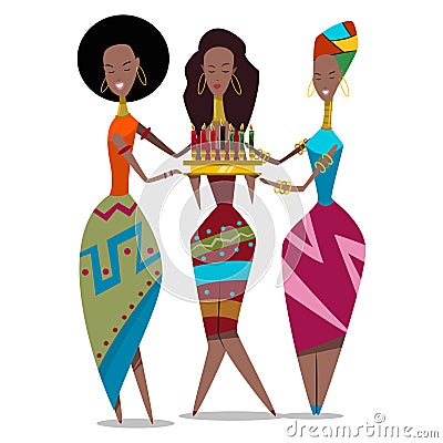 Happy Kwanzaa vector cartoon illustration Vector Illustration