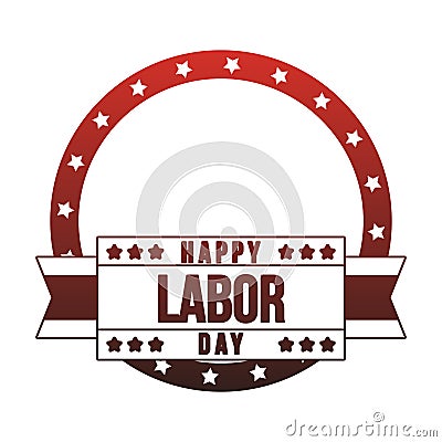Happy labor day emblem red lines Vector Illustration
