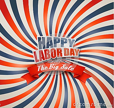 Happy Labor Day Sale Retro Background. Vector Illustration