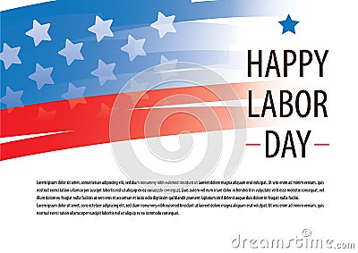 Happy labor day USA vector America flag with blue and red strip design for banner leaflet template advertising Stock Photo