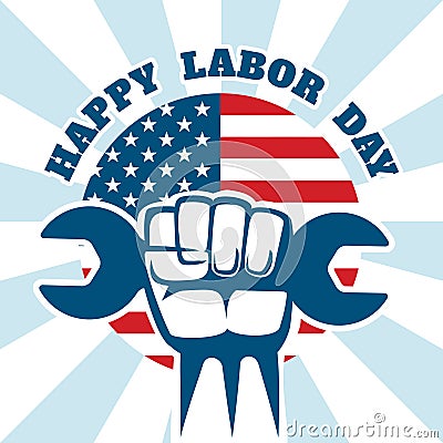 Happy Labor Day and workers right vector poster Vector Illustration