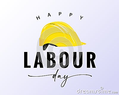 Happy Labour Day card with yellow helmet Vector Illustration
