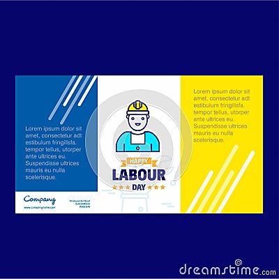 Happy Labour day design with blue and yellow theme vector with l Vector Illustration