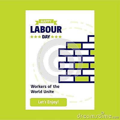 Happy Labour day design with green and blue theme vector with co Vector Illustration