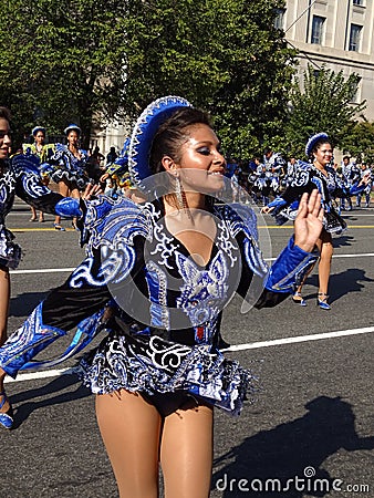 Happy Latina at the Parade Editorial Stock Photo