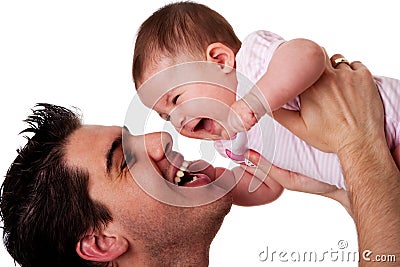 Happy laughing father and baby daughter Stock Photo