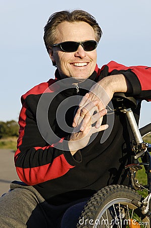 Happy laughing sportsman. Stock Photo