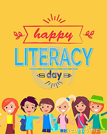 Happy Literacy Day Poster Vector Illustration Vector Illustration