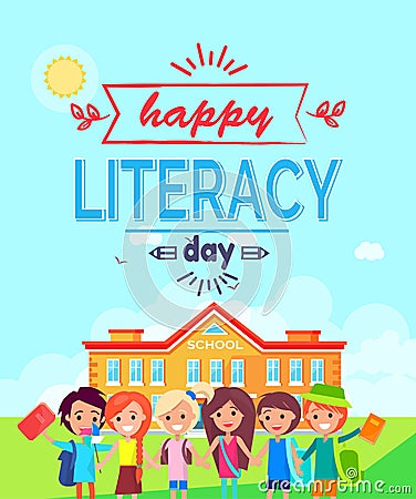 Happy Literacy Day Colorful Vector Illustration Vector Illustration