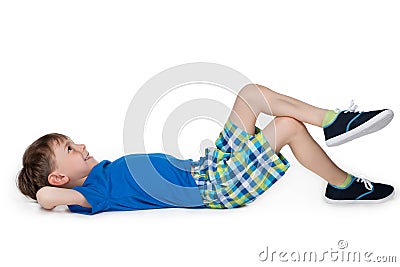 Happy little boy resting Stock Photo