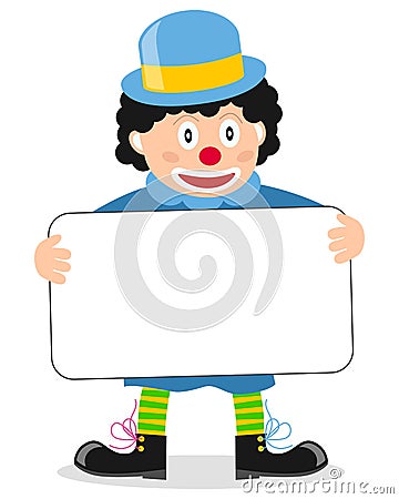 Happy Little Clown with Banner Vector Illustration