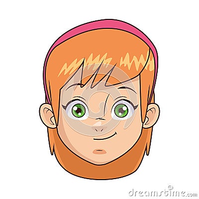 Happy little girl head avatar character Vector Illustration