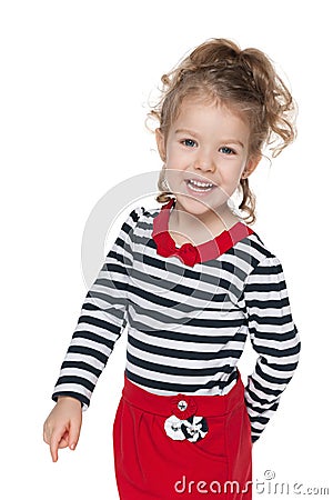 Happy little girl in the striped blouse Stock Photo