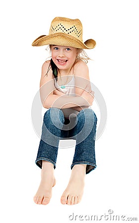 Happy little pretty cawgirl Stock Photo