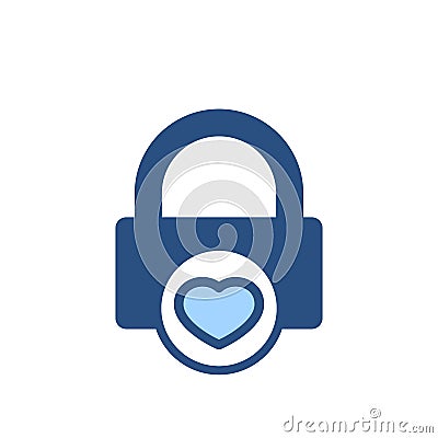 Happy lock love security icon Vector Illustration