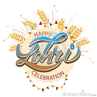 Happy Lohri background for Punjabi festival celebration Vector Illustration