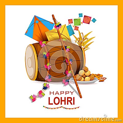 Happy Lohri festival of Punjab India background Vector Illustration