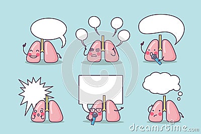 Happy lung cartoon with billboard Vector Illustration