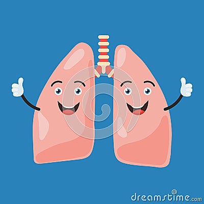Happy lung character Vector Illustration