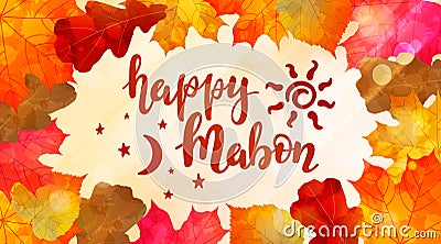 Happy Mabon - handwritten lettering quote. Vector Illustration