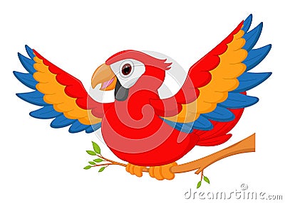 Happy macaw bird cartoon Vector Illustration