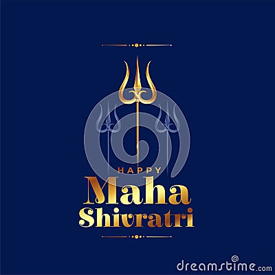 happy maha shivratri greeting with lord shiva trishul design Vector Illustration