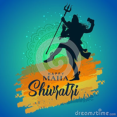 Happy maha Shivratri with mahadev, a Hindu festival celebrated of lord shiva night, english calligraphy. vector illustration Vector Illustration