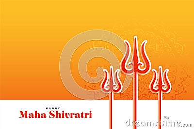 Happy maha shivratri wishes card with trishul weapon Vector Illustration