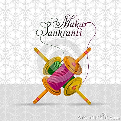 Happy Makar Sankranti background with colorful kite Vector Illustration